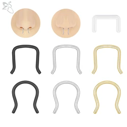 AOEDEJ 1 Piece 14G/16G U Shape Stainless Steel Septum Piercing 3 Colors Nose Ring Retainer Transparent Nostril Piercing Jewelry
