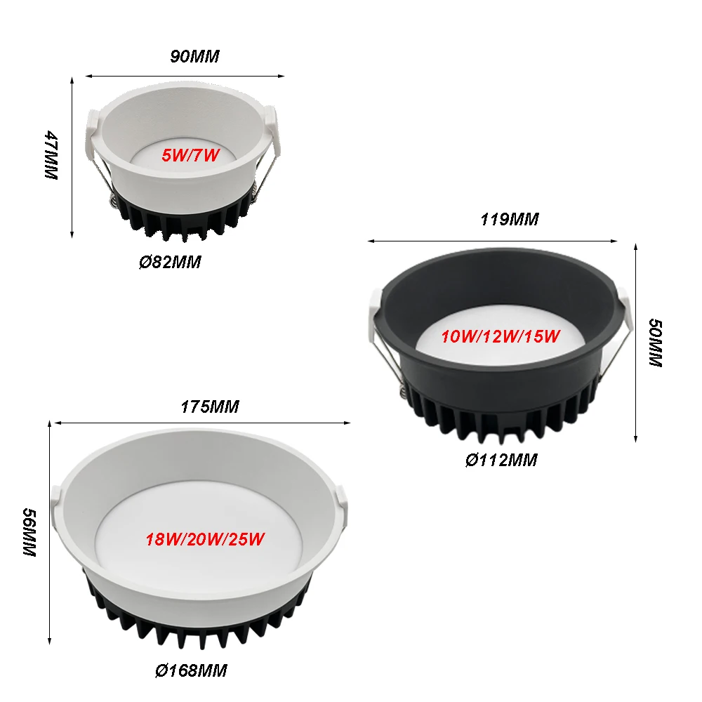 Recessed Anti Glare LED Downlights Black/White LED Ceiling Spot Lights AC85~265V Background Lamps Indoor Lighting