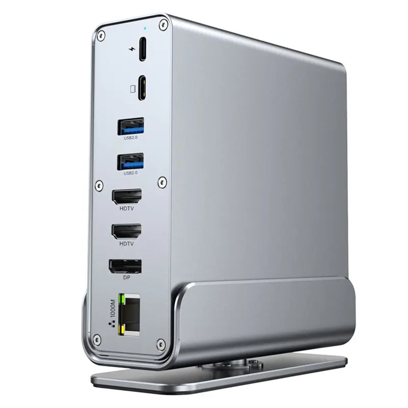 QWE-Type-C 15-In-1 Docking Station Triple Monitor Support With 4K60hz RJ45 1000M Ethernet USB 3.0 PD 100W Charging
