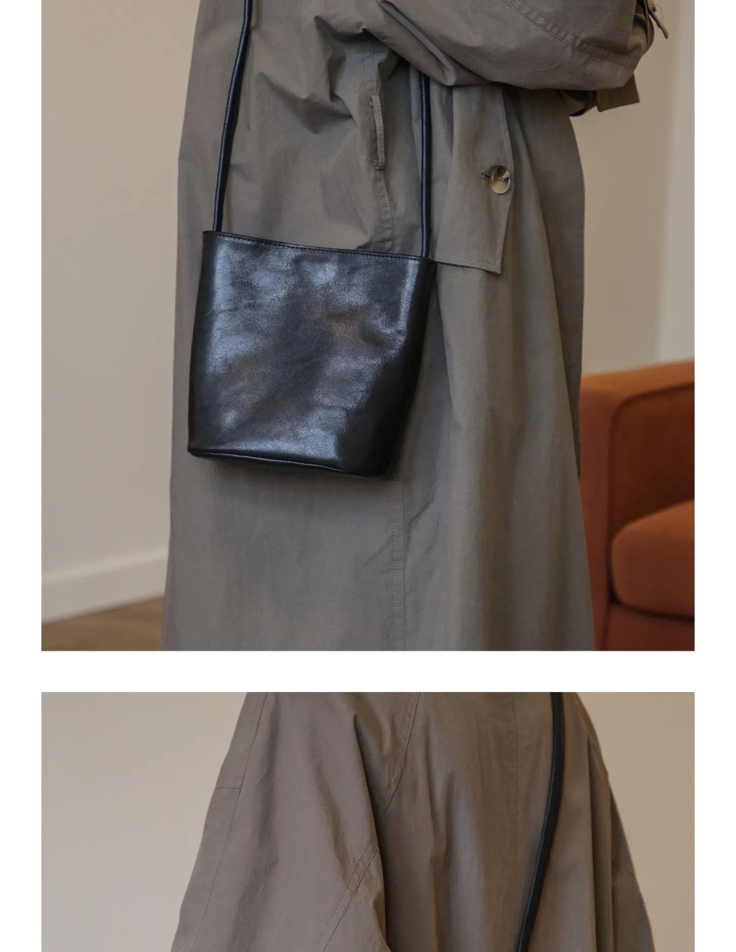 PNDME schlichte, lässige, hochwertige Damen-Umhängetasche aus echtem Leder, luxuriöse, weiche Rindsleder-Umhängetasche für Damen, ideal für Wochenendpartys. – Detail 13
