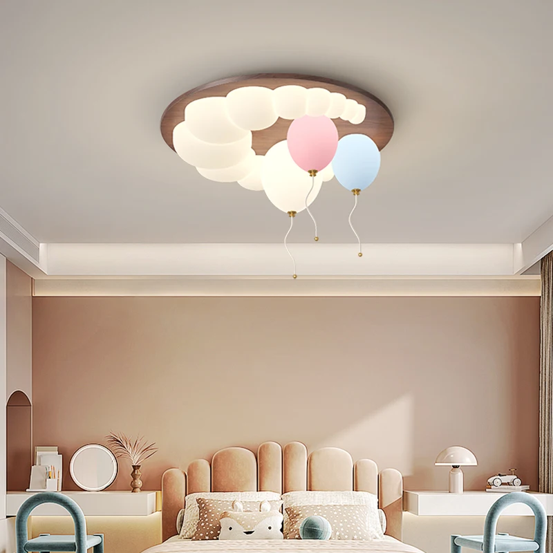 Cartoon Balloon Kids Room Chandelier Lights for Bedroom Study Nursery Wooden LED Ceiling Chandelier Indoor Home Art Decor Lamps