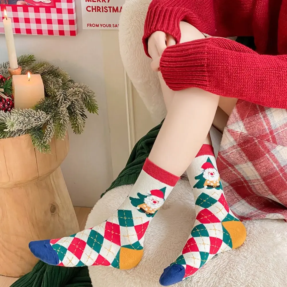 Comfortable Christmas Tree Christmas Socks Thickened Cotton Santa Claus Socks Home Sleep Socks Crew Socks Female Hosiery Girl