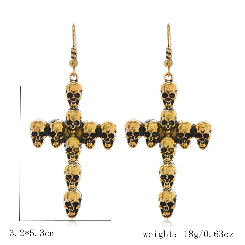 المبالغة الصليب الهيكل العظمي قلادة لفتاة هالوين تأثيري مجوهرات عظام الجمجمة سلسلة الترقوة المعلقات القلائد الإكسسوار
