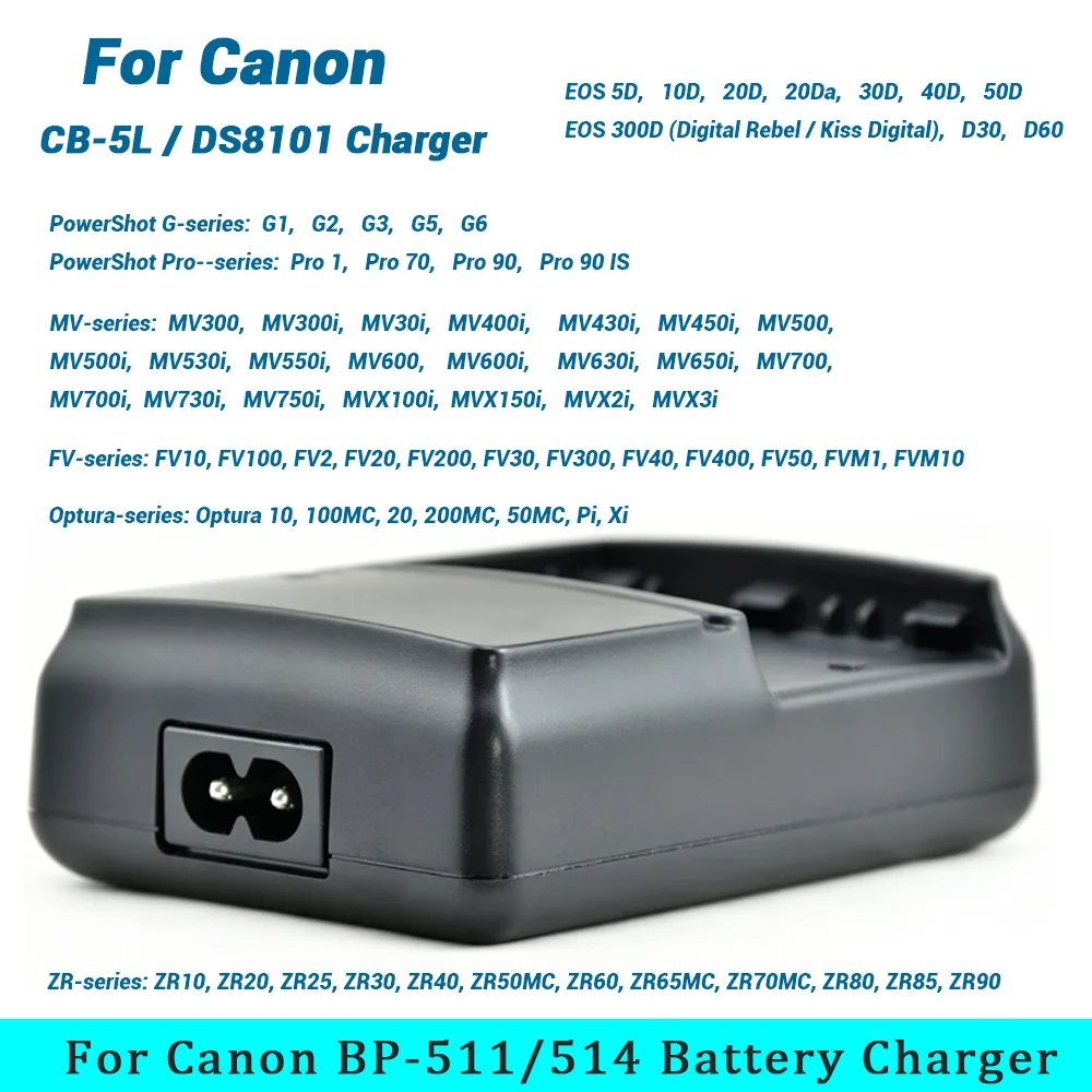 DSTE CB-5L Caricabatterie USB Doppio Per Canon BP-511/BP-512/BP-508