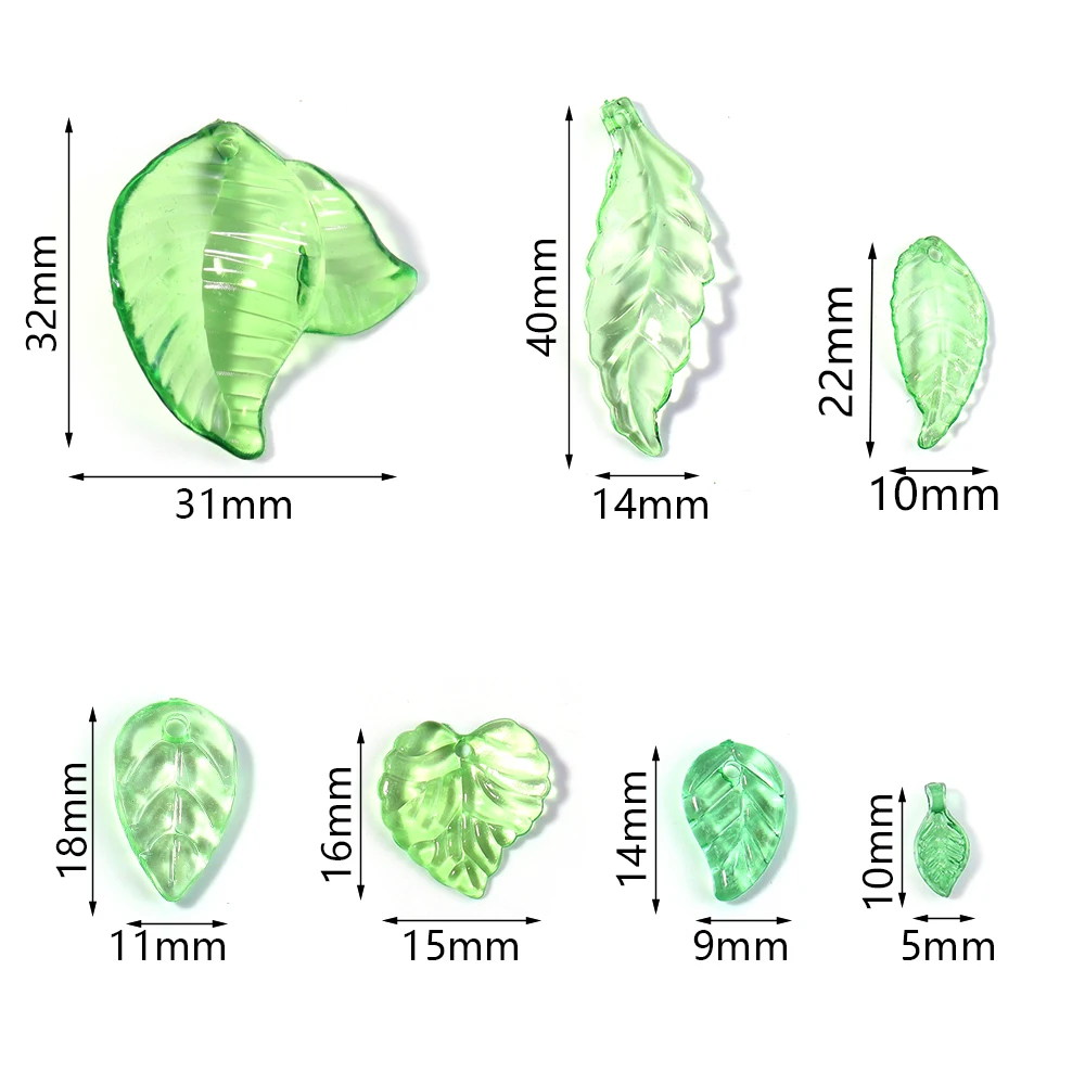 20/100pcs/lot Acrylic Leaf Beads Transparent Leaf Charms With Hole Loose Beads For Earrings Bracelet DIY Jewelry Making Supplies - view 6