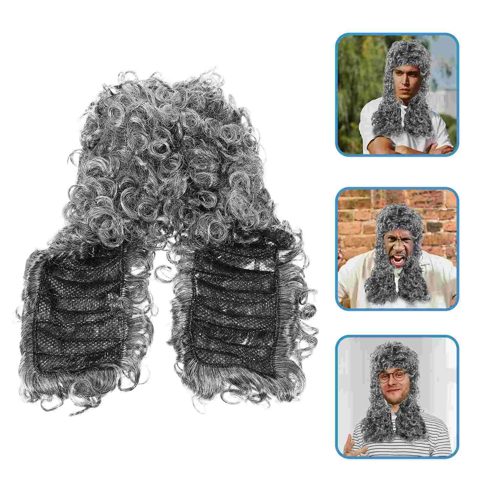 Judge Plays Wigs Performance Cosplay Men Party Gray Curly Women Accessories