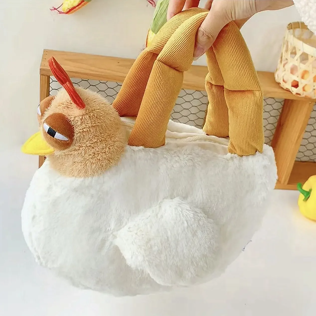 Funny Chicken Plush Bag Ugly Chicken Shape Handbag Hen Shape Sleepy Doll Handbag Satchel Purse For Girls Birthday Gifts