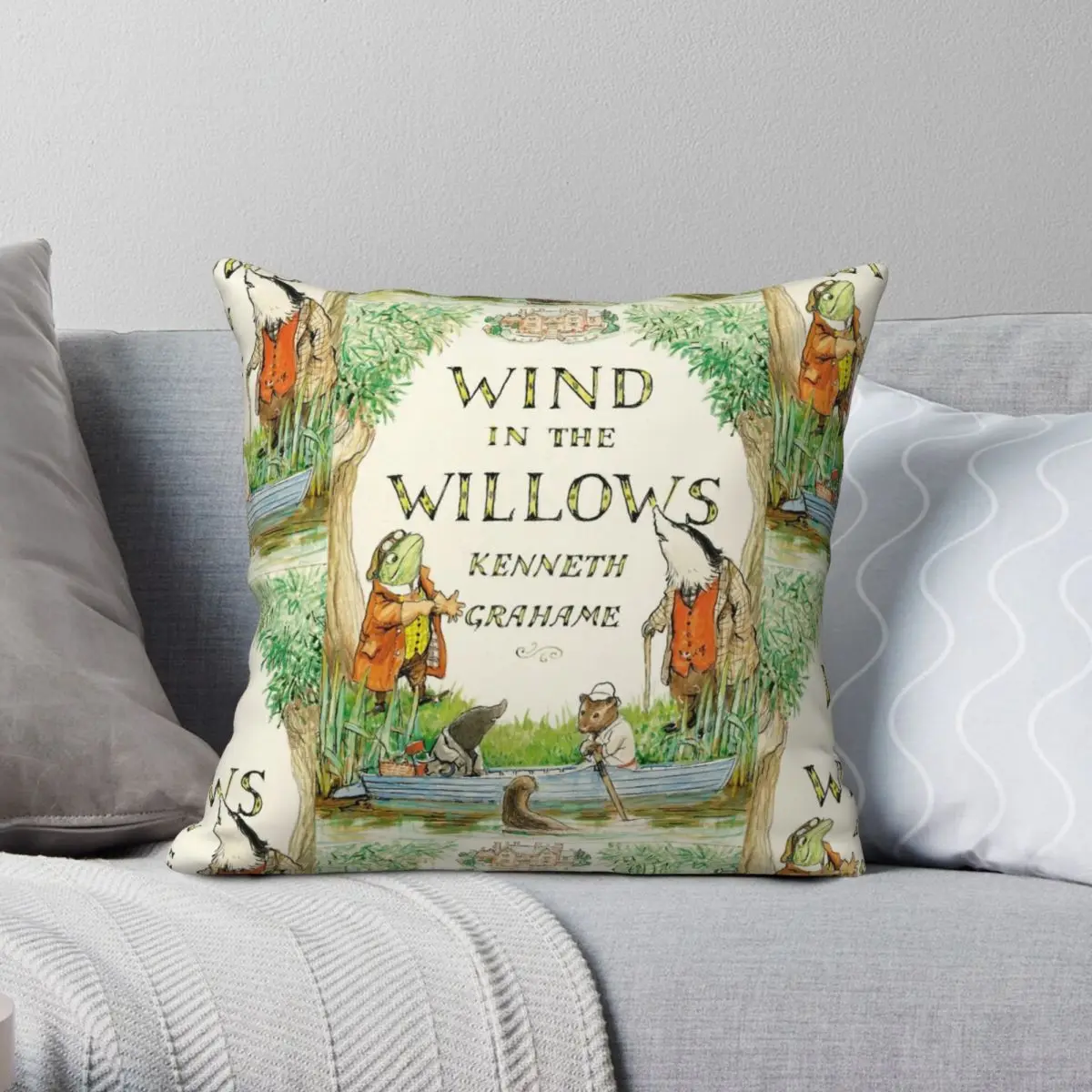 Wind In The Willows Square Pillowcase Polyester Linen Velvet Printed Zip Decorative Pillow Case Bed Cushion Case Wholesale 45x45