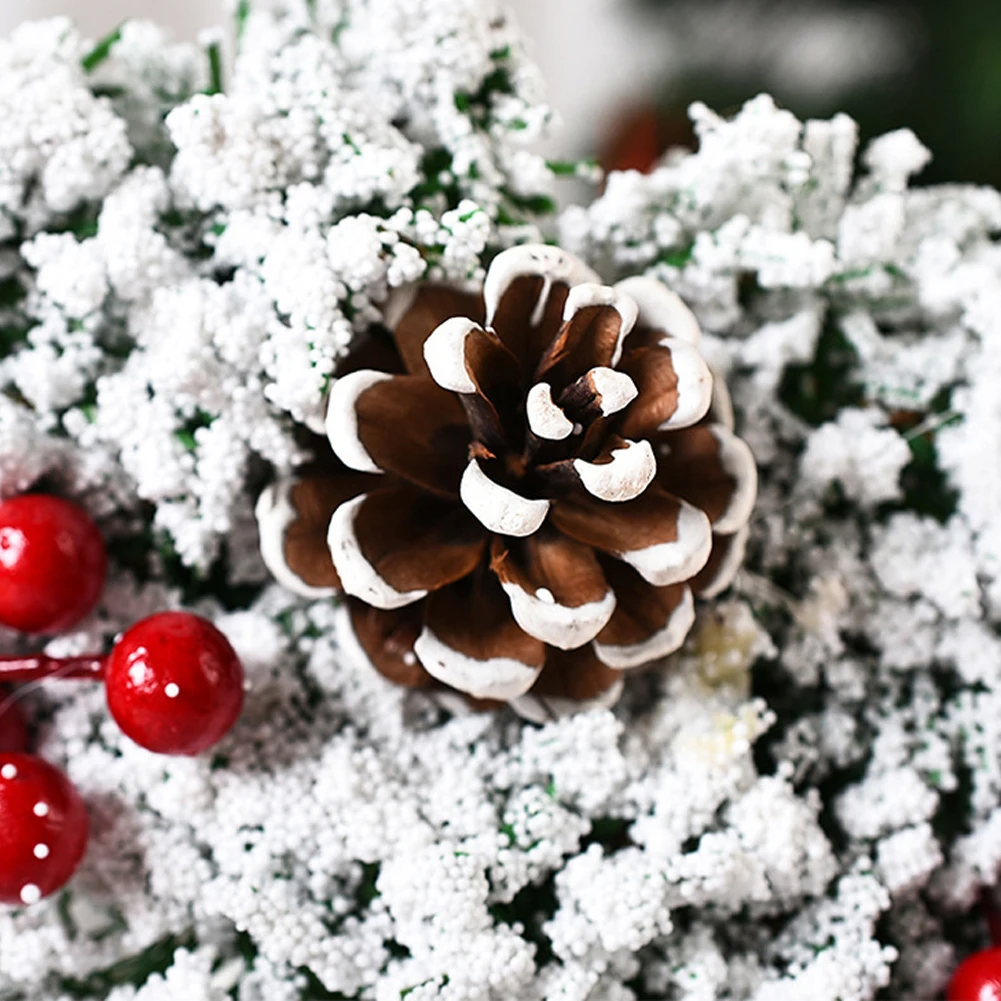 1 Stück Weihnachtskränze für die Haustür, Weihnachtsdekorationen, Winterkränze, dekorativer Kranz für Zuhause mit Blumen, Tannenzapfen für Party – Detail 4