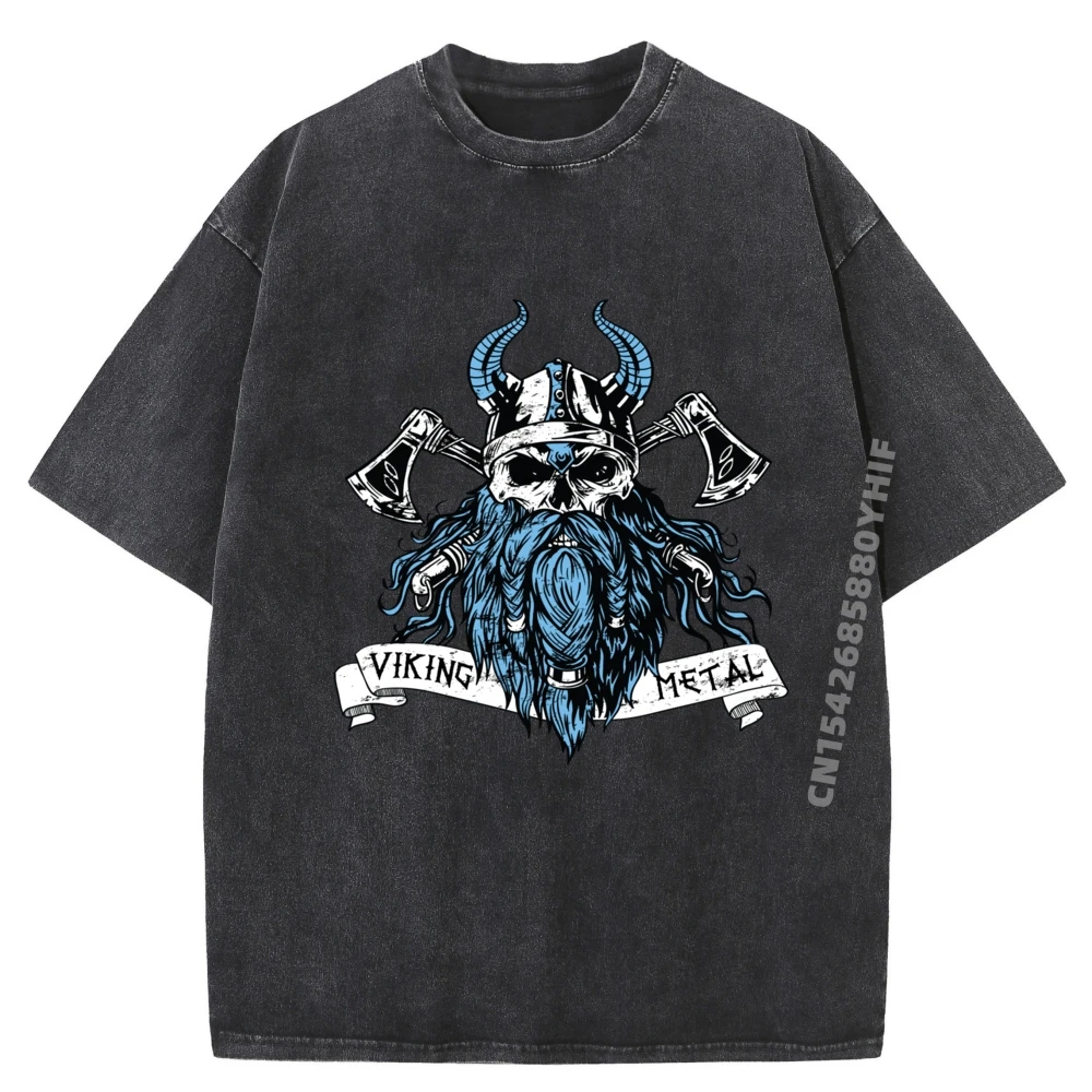 

Outdoor Viking T-shirts Men Halloween Short Sleeve Minimalist Tops Tees Luxury Man Summer Washed Tee-Shirt