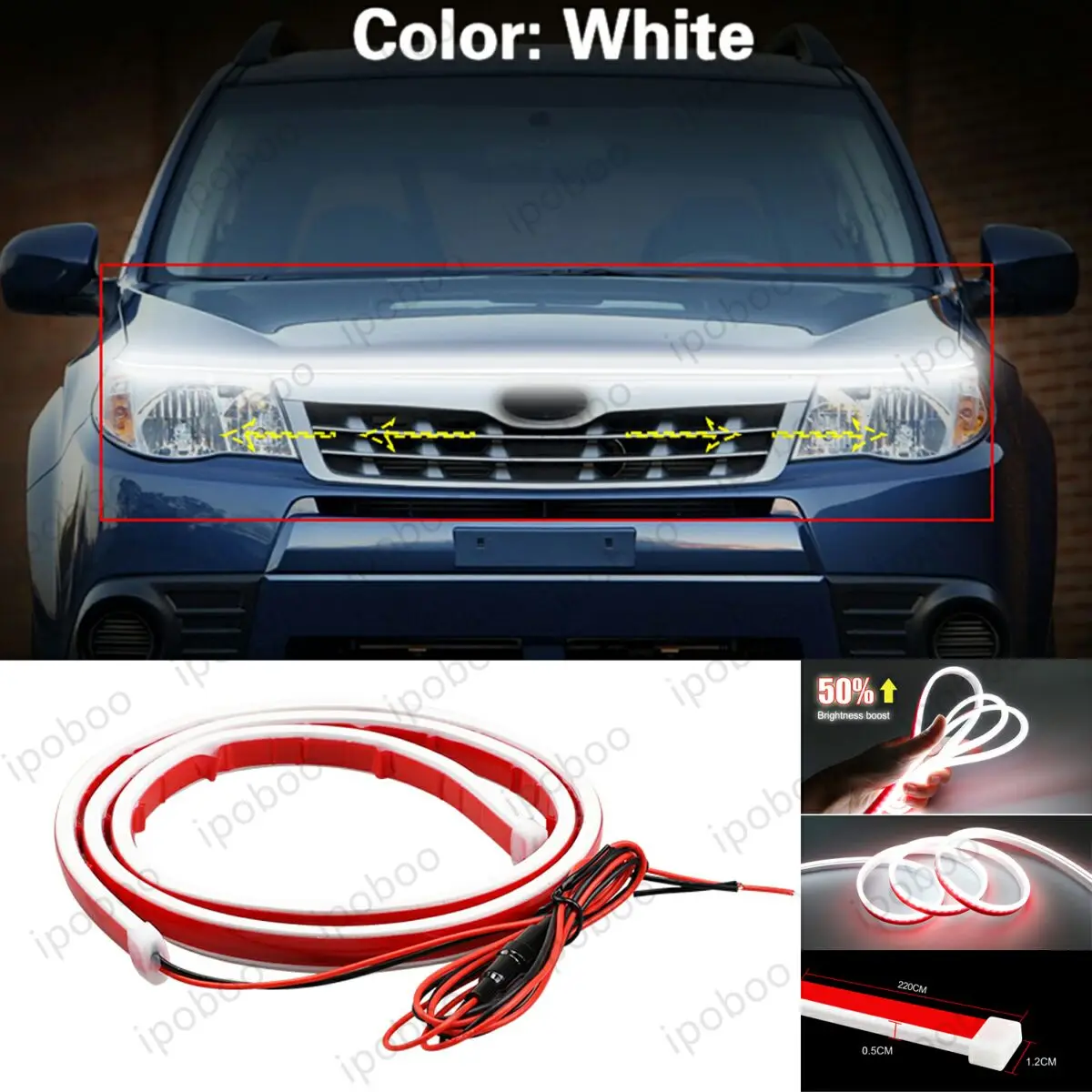 

86" LED Hood Light Strip For Subaru Forester 2004-2022 Flexible Dynamic Scan Start Up Hoodbeam Kit Engine Cover Decoration Light