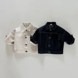 Autumn New Children Long Sleeve Denim Coat Solid Boys Jacket Baby Girl Casual Coat Infant Single Breasted Outerwear Kids Clothes