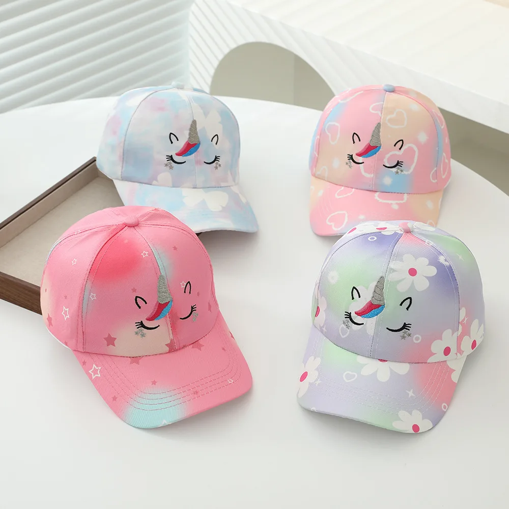 

Girl Baseball Cap Unicorn Embroidery Cute Cartoon Sun Hats Flower Star Graffiti Spring Summer Cap For Kids 2-8 Years