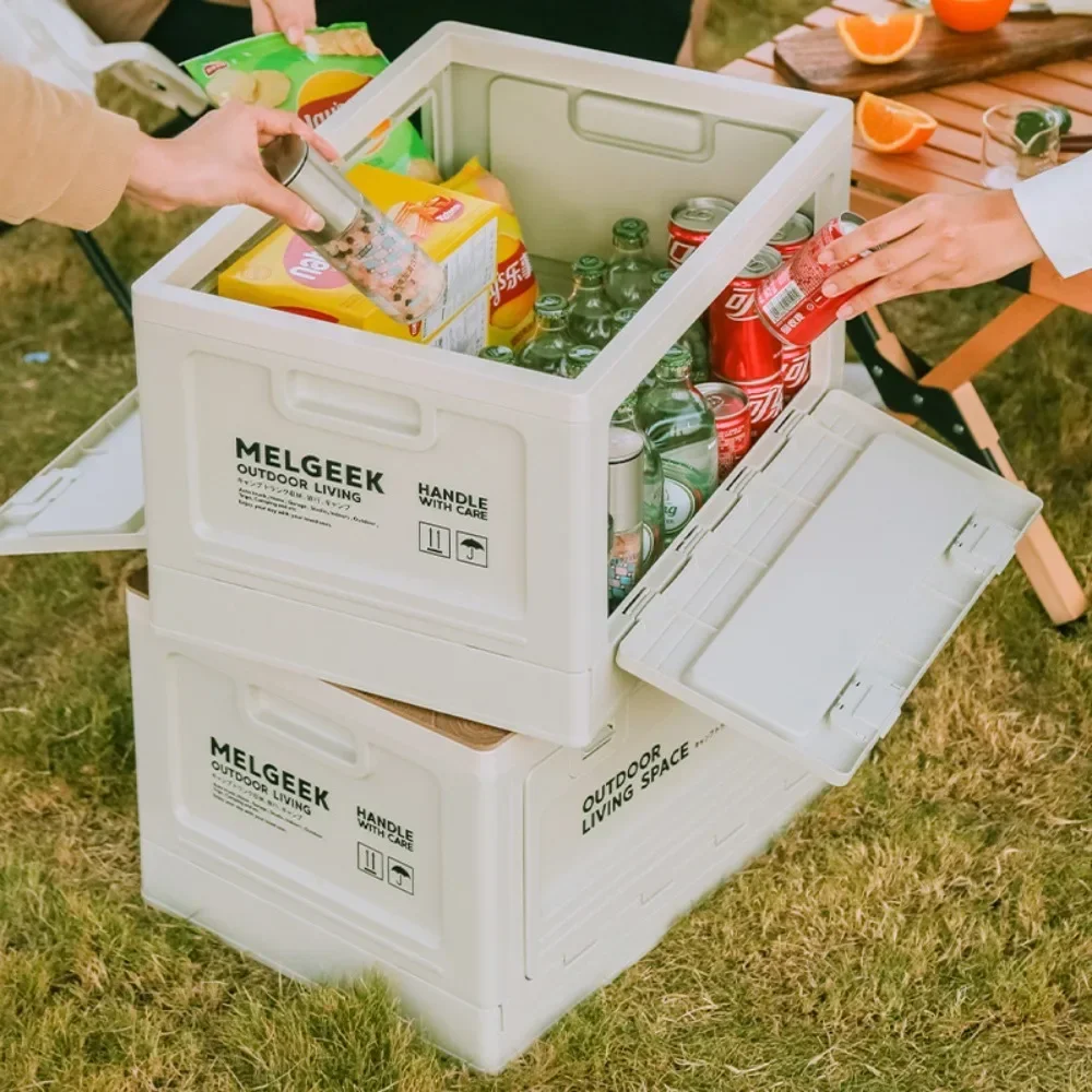 

A Outdoor storage box camping car folding organizer clothing toys multifunctional wooden lid industrial wind camping storage box