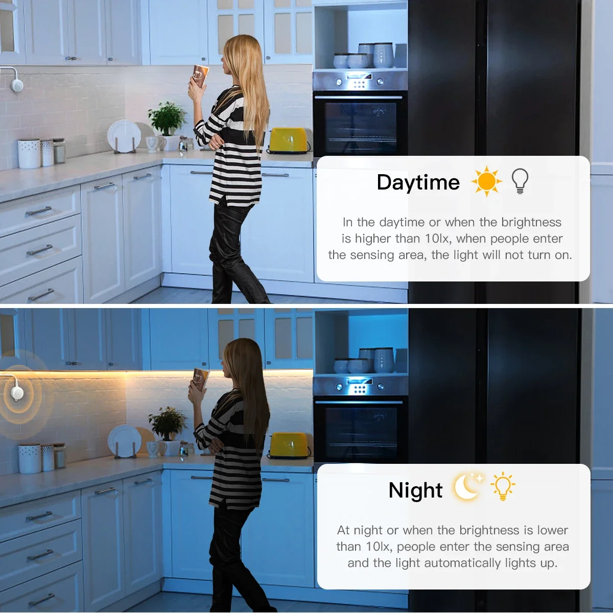 USB 5V Smart PIR Motion Sensor COB Neon LED Strip Light 320LEDs/M Pure Silicone Tube Delay Time Adjustable 20-300s Work At Night