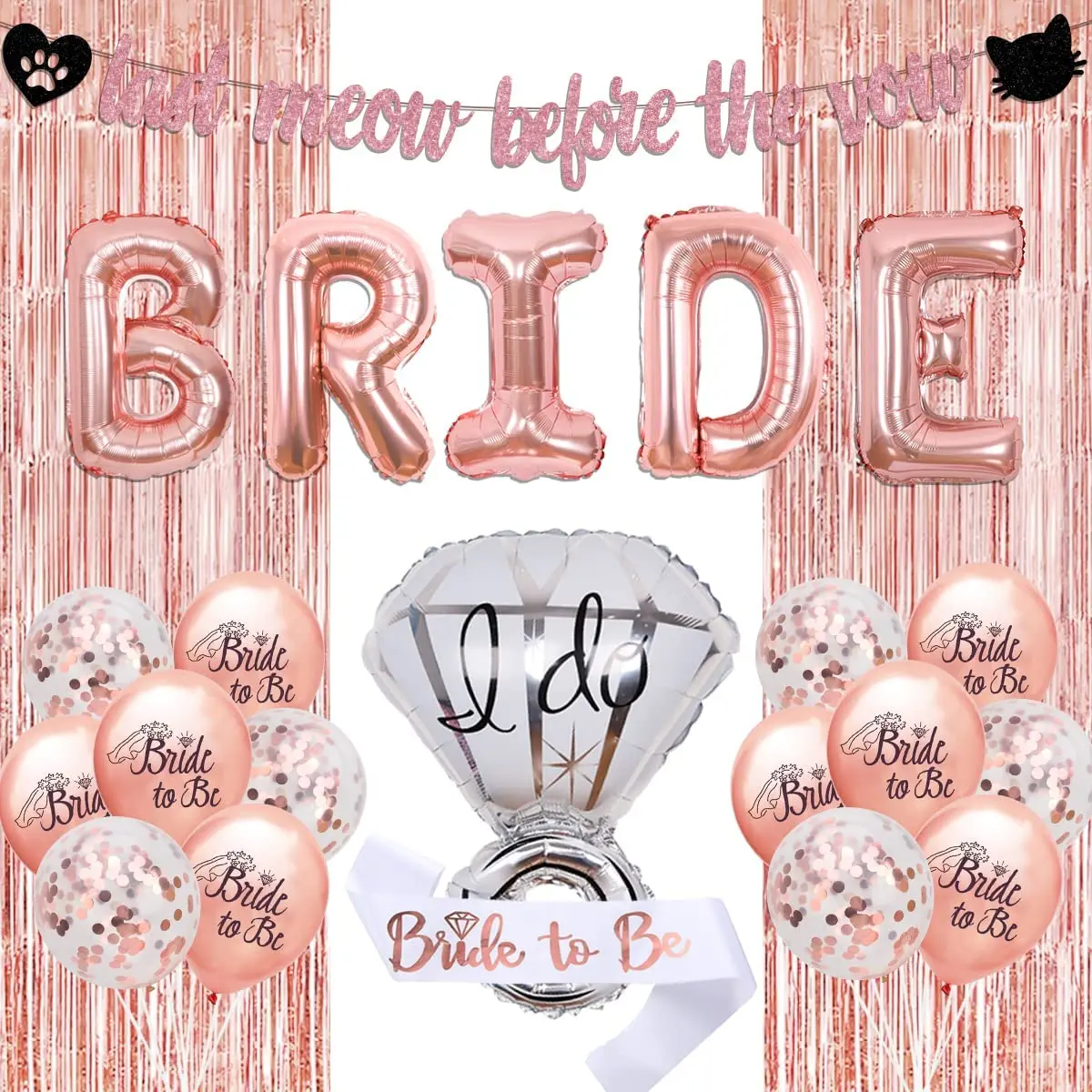 

Cat Bachelorette Party Decorations Last Meow Before The Vow Banner Bride Balloon Bride To Be Sash for Bridal Shower Supplies