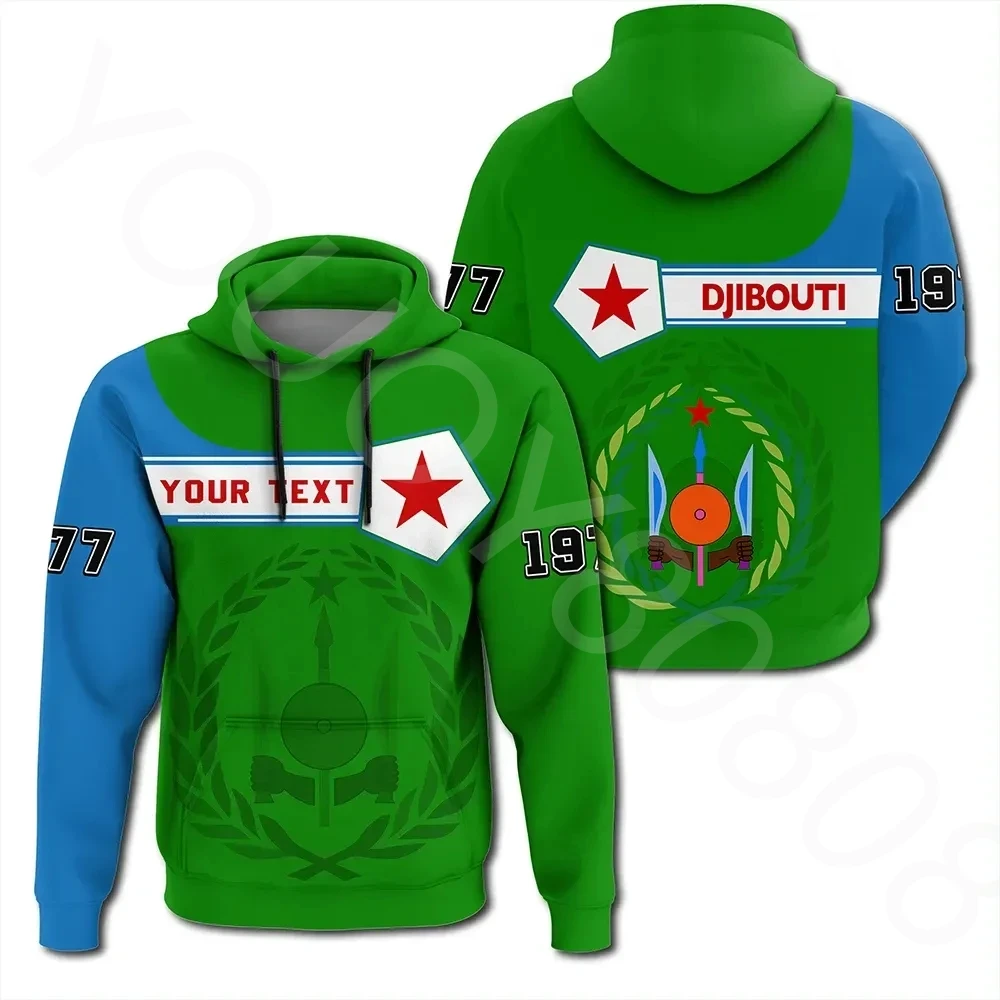 

(Custom) New Men's Sweater Decoration 3D Printed African Hoodie - Djibouti Pullover Hooded Zip Shirt Pentagon Style