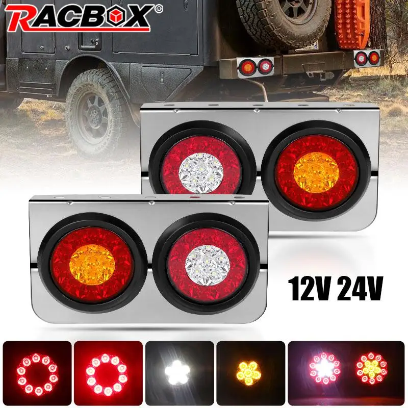 

12V 24V 4Inch LED Trailer Tail Bar Brake Stop Light Driving Turn signal Running Lamp Round Amber Red White Truck Van Bus Pickup