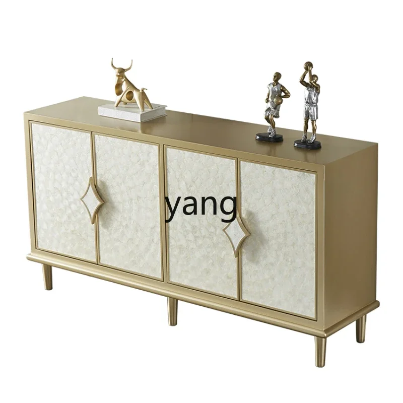 Yhl Entrance Cabinet Living Room Affordable Luxury Style Shell Curio Cabinet Champagne Gold Furniture Customization