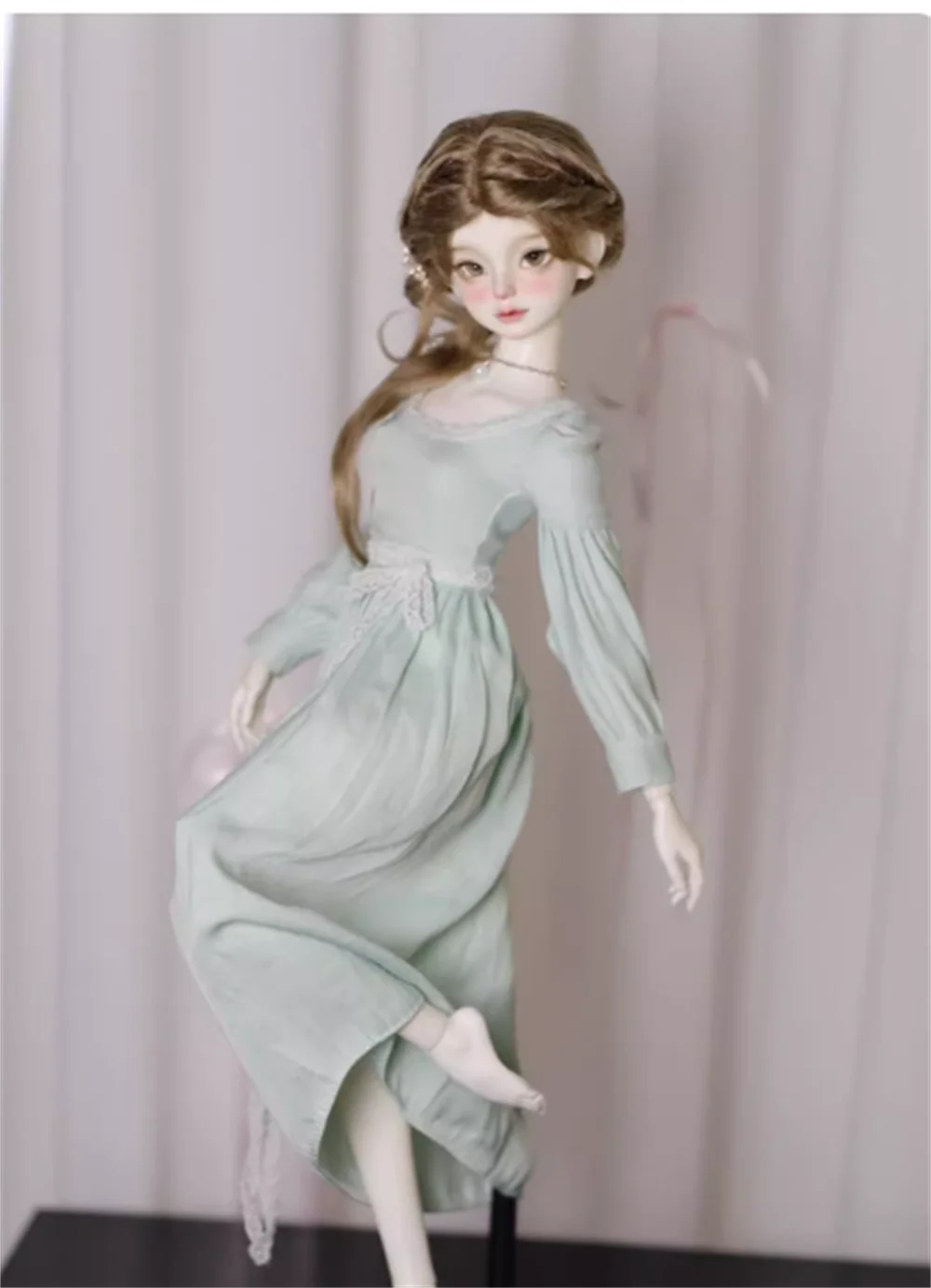 1/4 Vrouwelijke Soldaat Kleding Accessoire Lichtgroen Kant Taille - Cinching Lange Jurk Fit Girl Action Figure Model Voor DIY