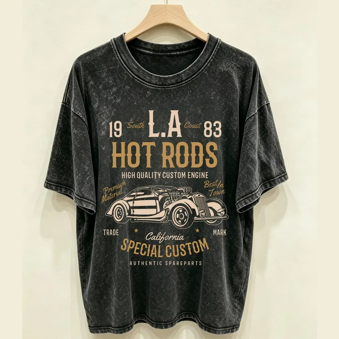 washed T Shirt California Car 1983 Hot Rods Drive Motor Speed 40 Birthday New long or short sleeves vintage Washed Casual Soft