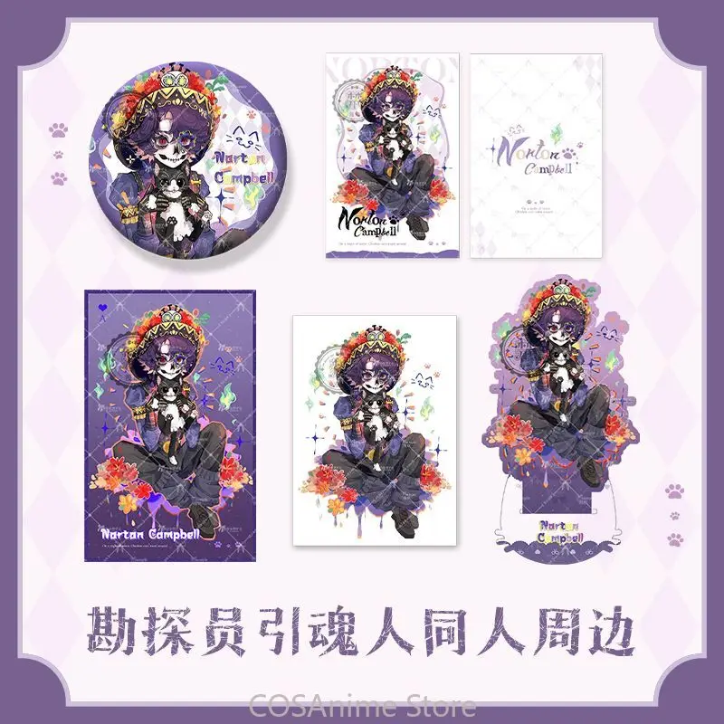 Norton Campbell Prospector Anime Game Cosplay Doble Pin de Insignia con Efecto Flash, Broche, Tarjeta Postal Polaroid, Papel de Colores, Soporte Acrílico