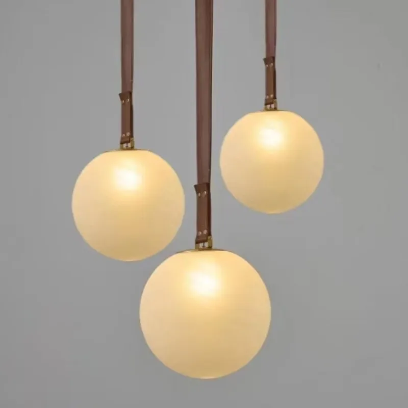 Nordic fashion belt glass small chandelier modern minimalist art designer bedroom bedside bar living