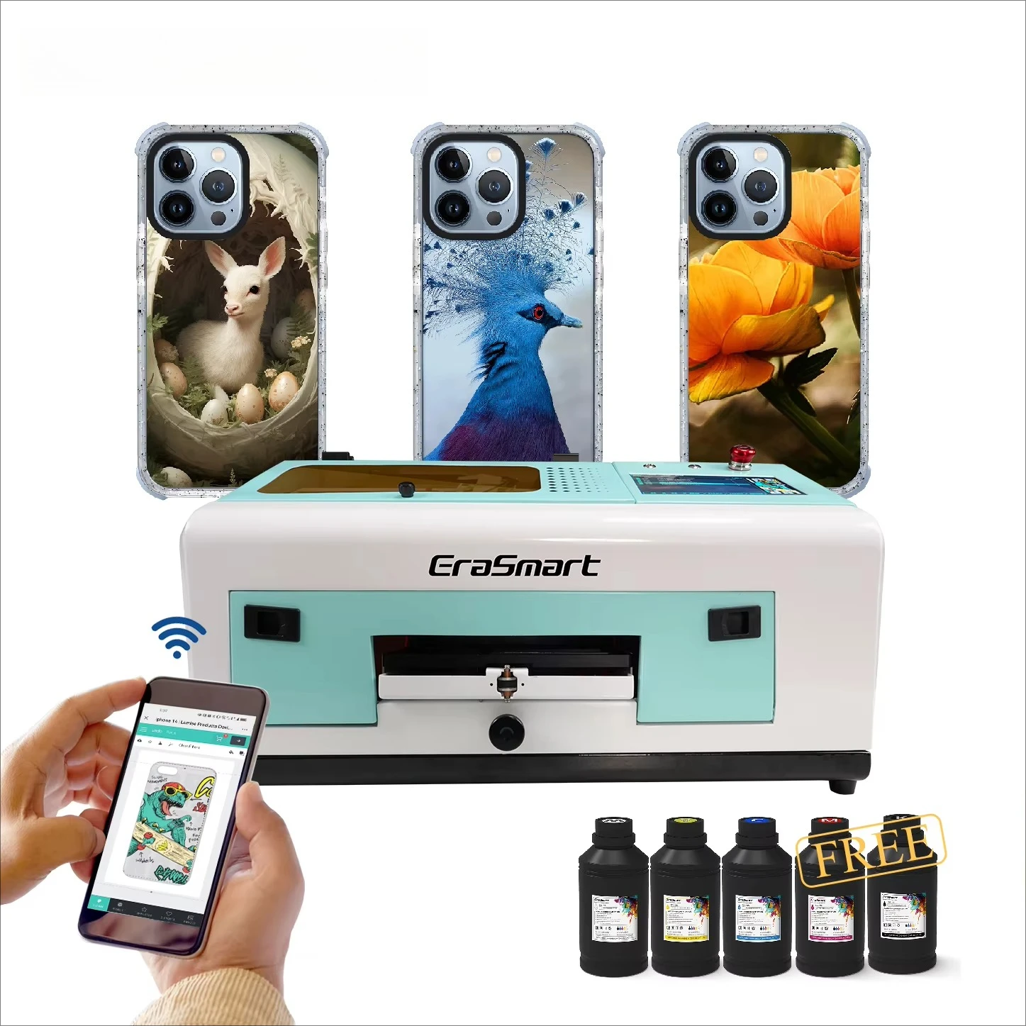 Small Desktop App Wifi Wireless Digital Inkjet UV Printer Phone Case Printing Machine for Mobile Case Small Business