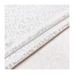 High quality white floral style damask brocade jacquard fabric for wedding dress upholstery furniture curtain sewing material