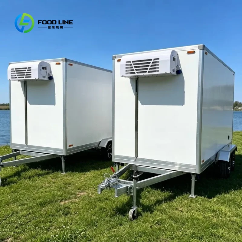 Customized Small Enclosed Refrigerated Box Trailer Tow Behind Cooler Cart Chilled Fresh Produce Delivery Van