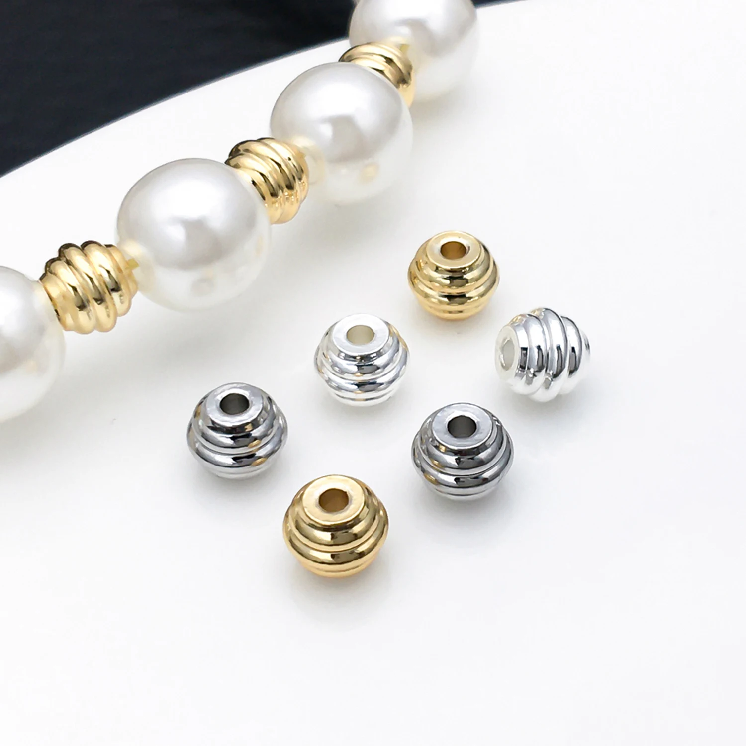 10pcs 4mm 18K Gold Plated Brass High Quality Spacer Beads DIY Necklace Bracelet Jewelry Making Findings Accessories