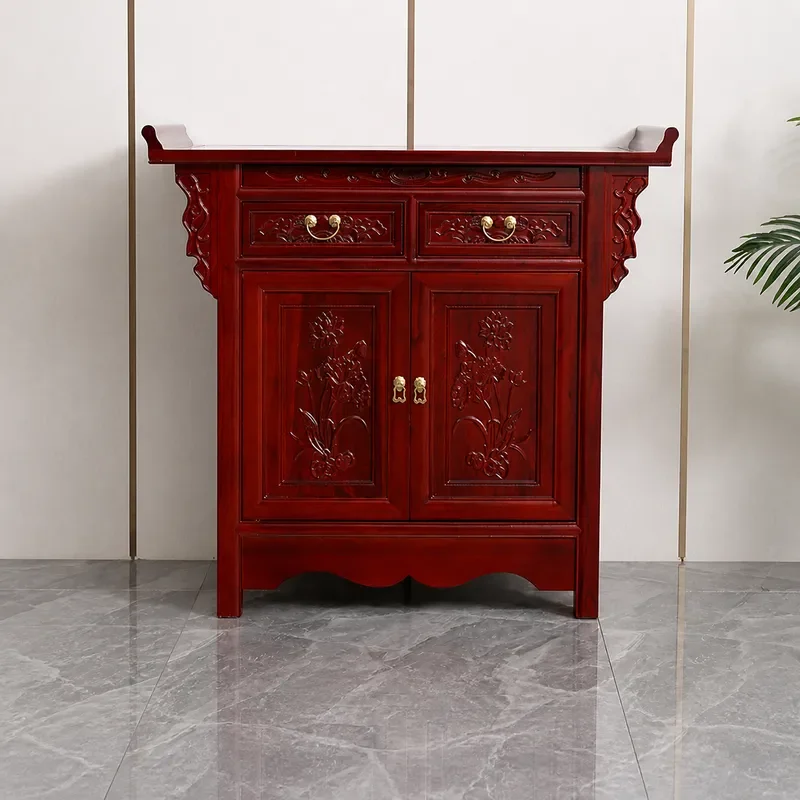 Solid Wood Elm Incense Burner Stand Modern Chinese Style Vertical Cabinet Simple Buddhist Altar for Home Decor Economical