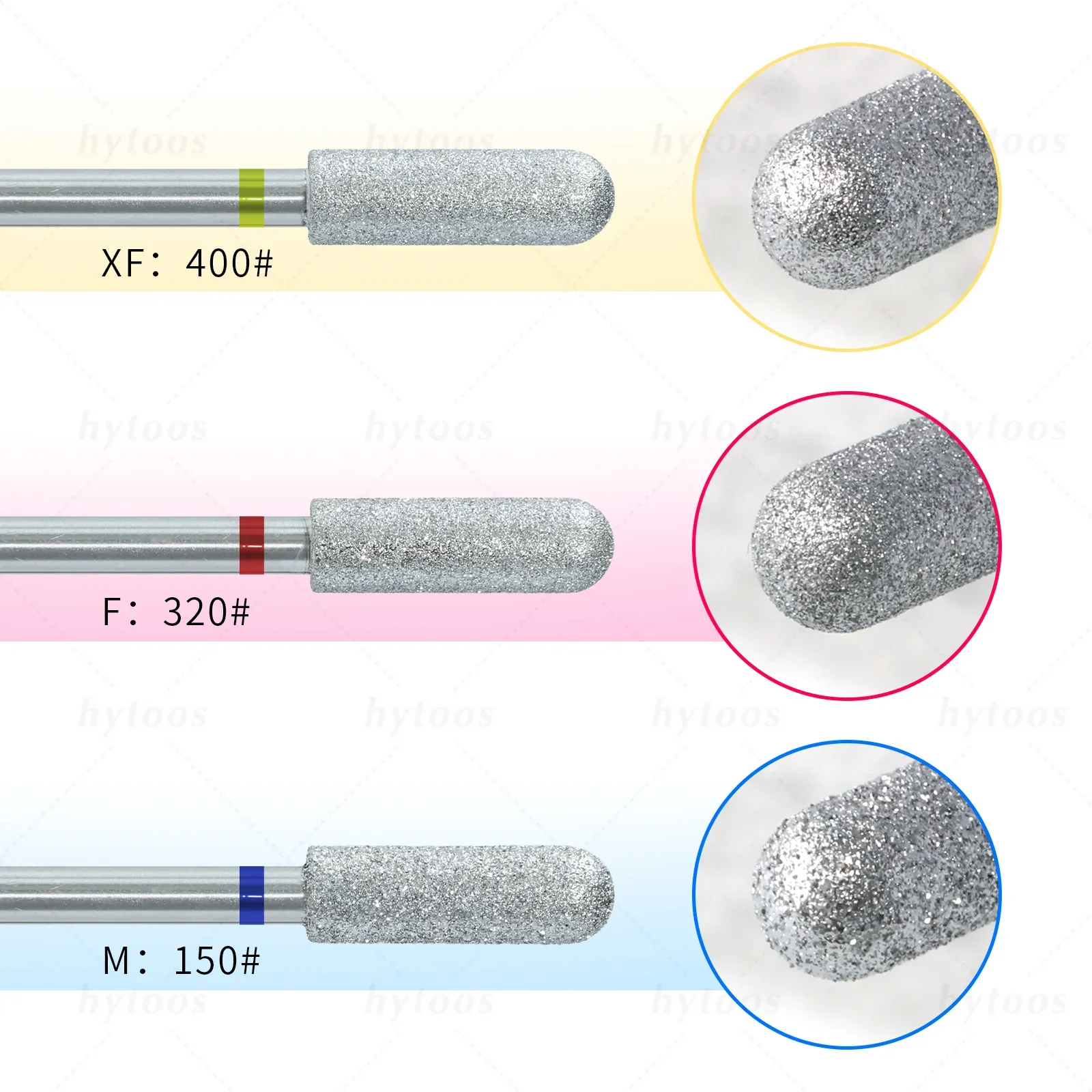 HYTOOS Chrome Diamond Nail Drill Bits Pro Russian Smooth Top Barrel Cuticle Bit for Nail Drill Dead Skin Cleaner Nails Prep Tool