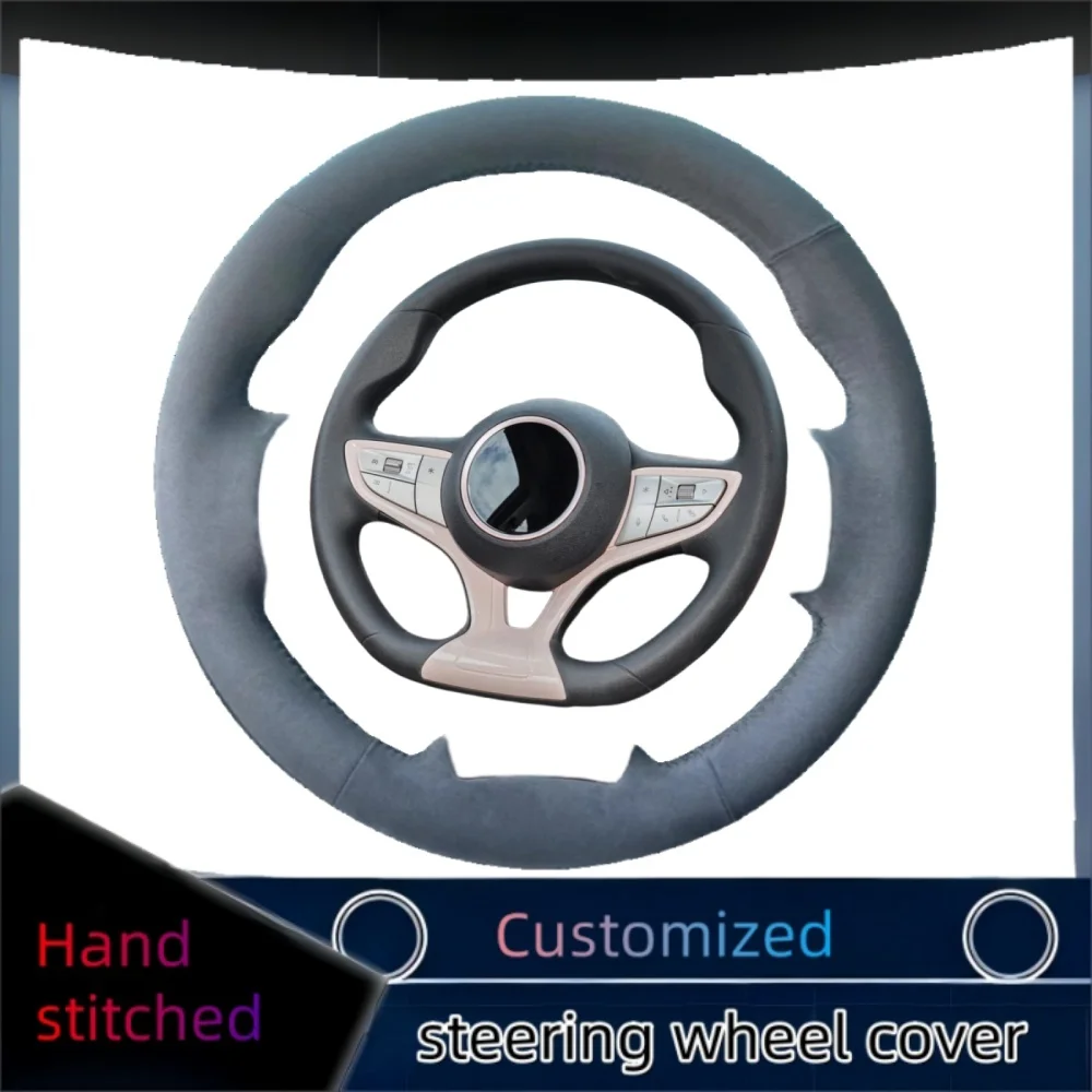 

Braid Car Steering Wheel Cover Wrap Hand Sewing Anti Slip And Soft Suede Leather For BYD Seal YUAN Plus 2016-2019 2020-2023