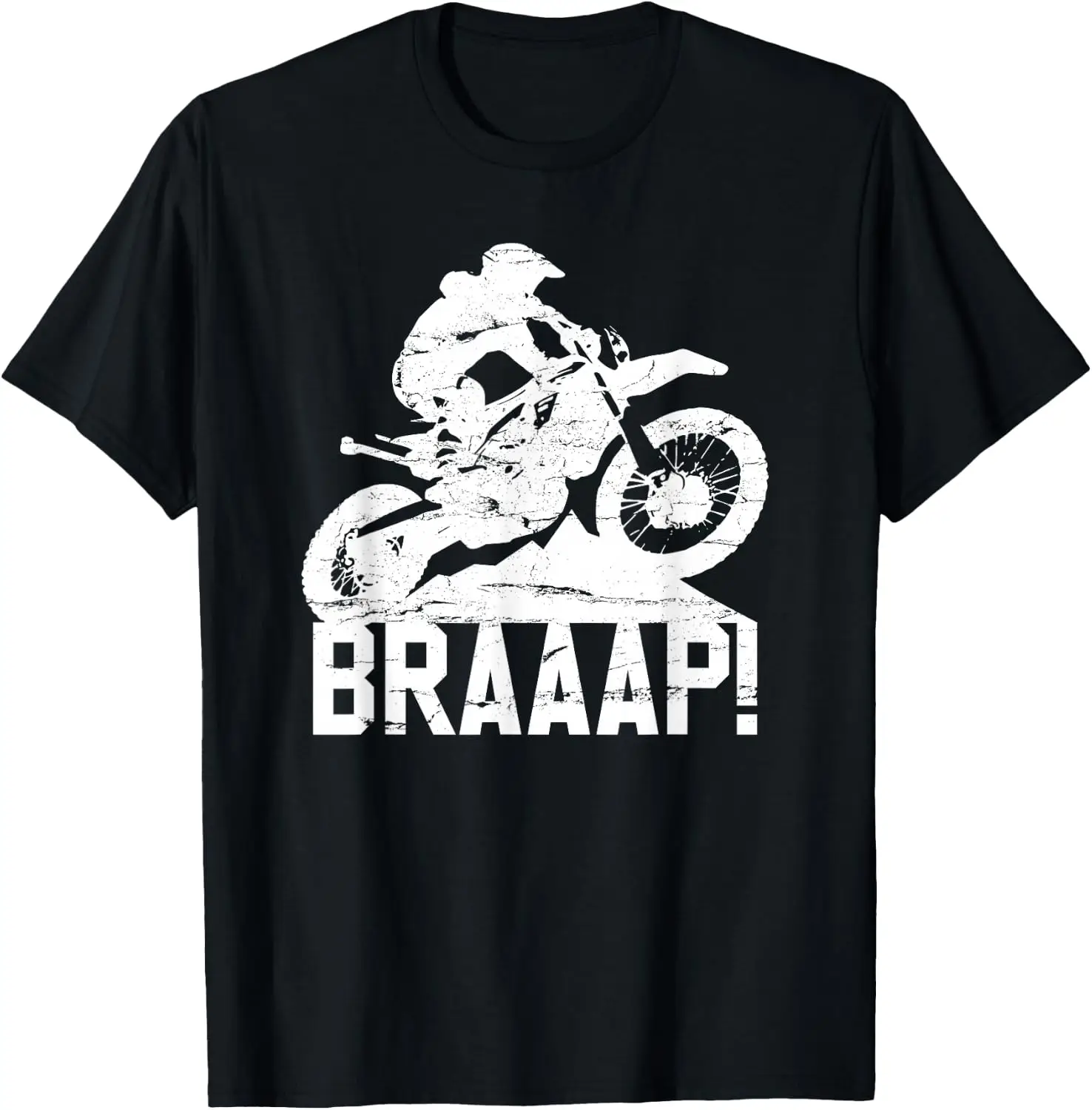Braap Motocross Funny Motorcycle Tee T-Shirt 100% Cotton Trendy Y2K Short-Sleeve Tee-Soft, Quick-Drying, Moisture-Wicking; Ideal