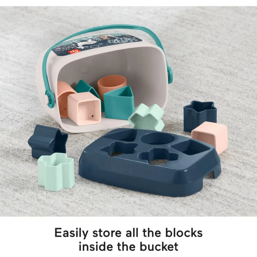 FisherPrice Stacking Toy Babys First Blocks Set of 10 Shapes for Sorting Play for Infants Ages 6+ Months Navy Fawn Amazon Exclu