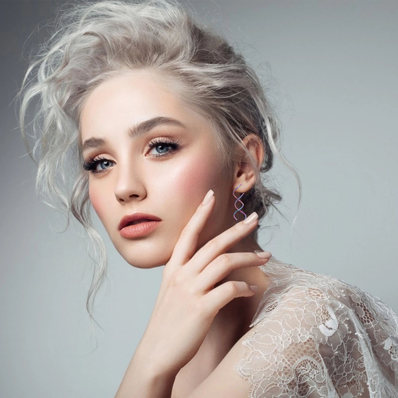 

Tassel Curved Dangling Colorful Summer Earrings for Women Beach Vacation Accessories Long Spiral Piercing Stainless Steel