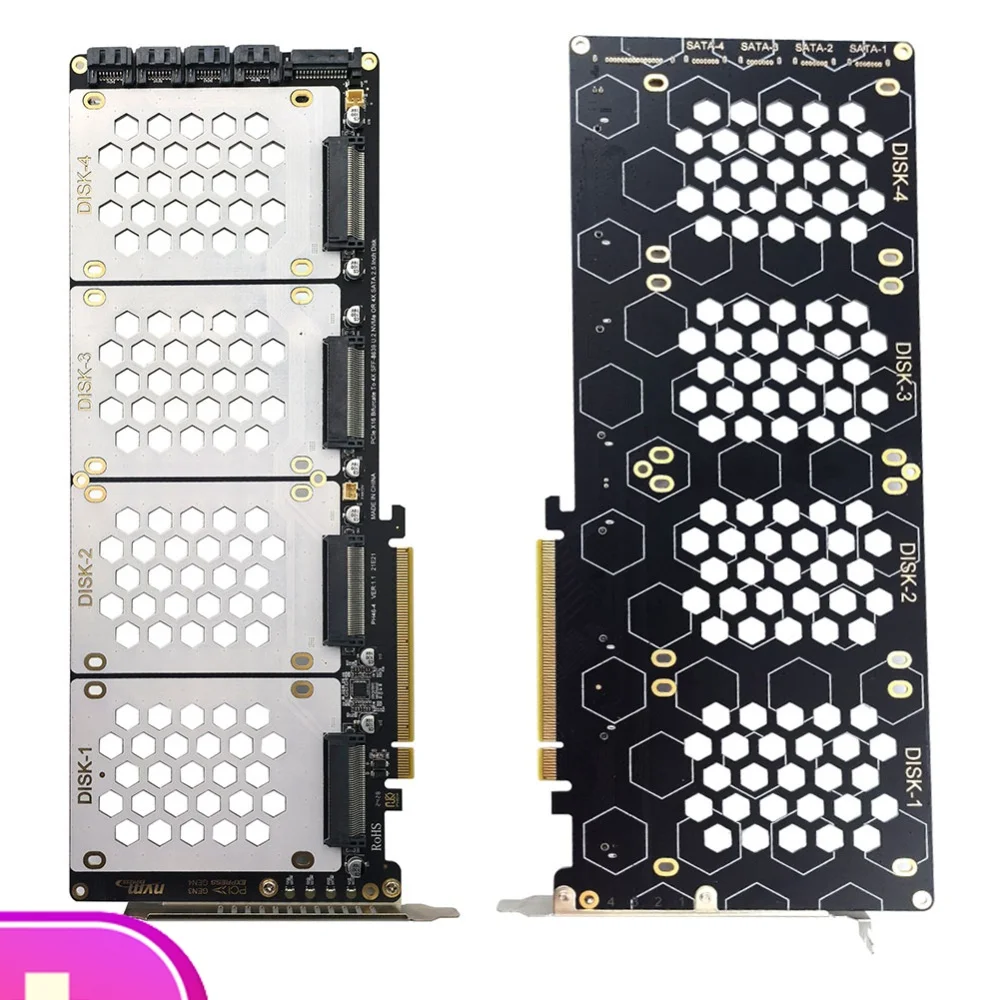4-Port NVMe Interface PCIe X16 Conversion Card Motherboard Support PCIe X4x4x4x4 Bifurcation U.2 To PCIe Card for PC