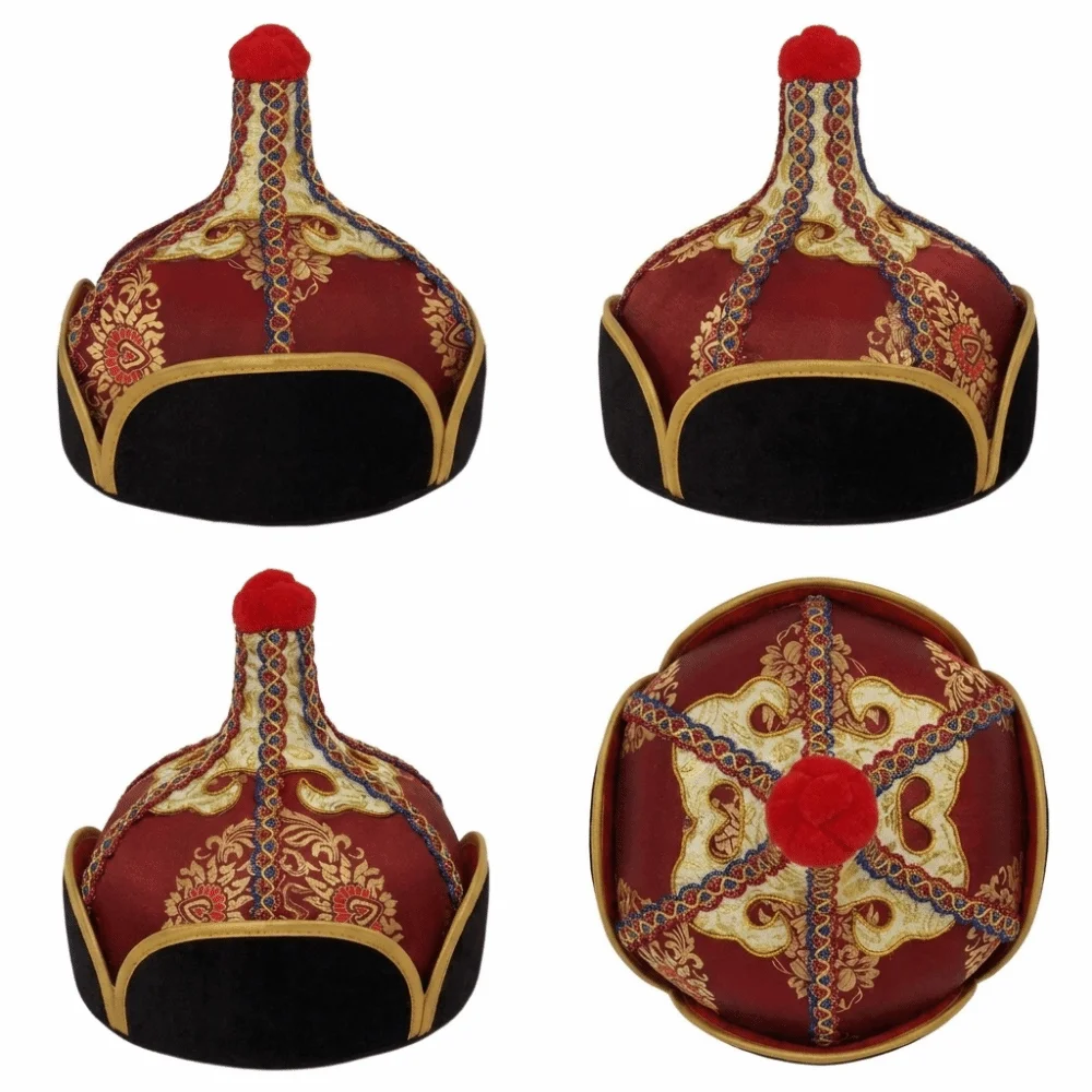 Golden and Blue Pointed Dance Hat Stable Pointed Shape Comfortable Wearing Performance Hat Fine Fabric Lightweight Texture