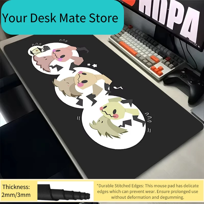 

Игровой коврик для мыши XXL, настраиваемый, с изображением покемона Мимикю, для стола, офиса, из натурального каучука