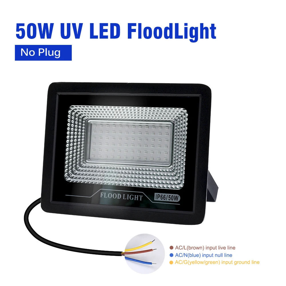 UV LED-schijnwerper, UV-fluorescerend podiumlicht, waterbeschermende IP66, 50W 100W Halloween Party zwart licht