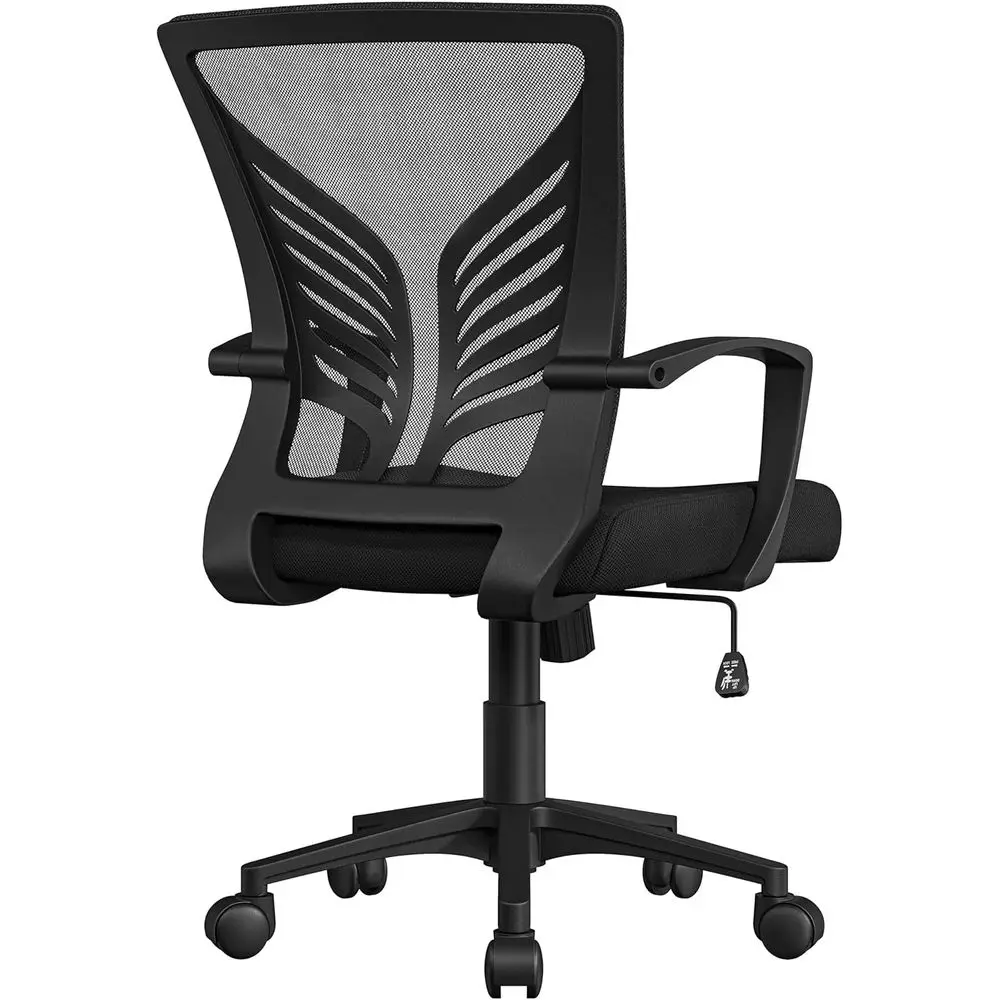 Ergonomic Mesh Office Chair with Adjustable Height and Lumbar Support for Comfortable Work or Gaming, Black
