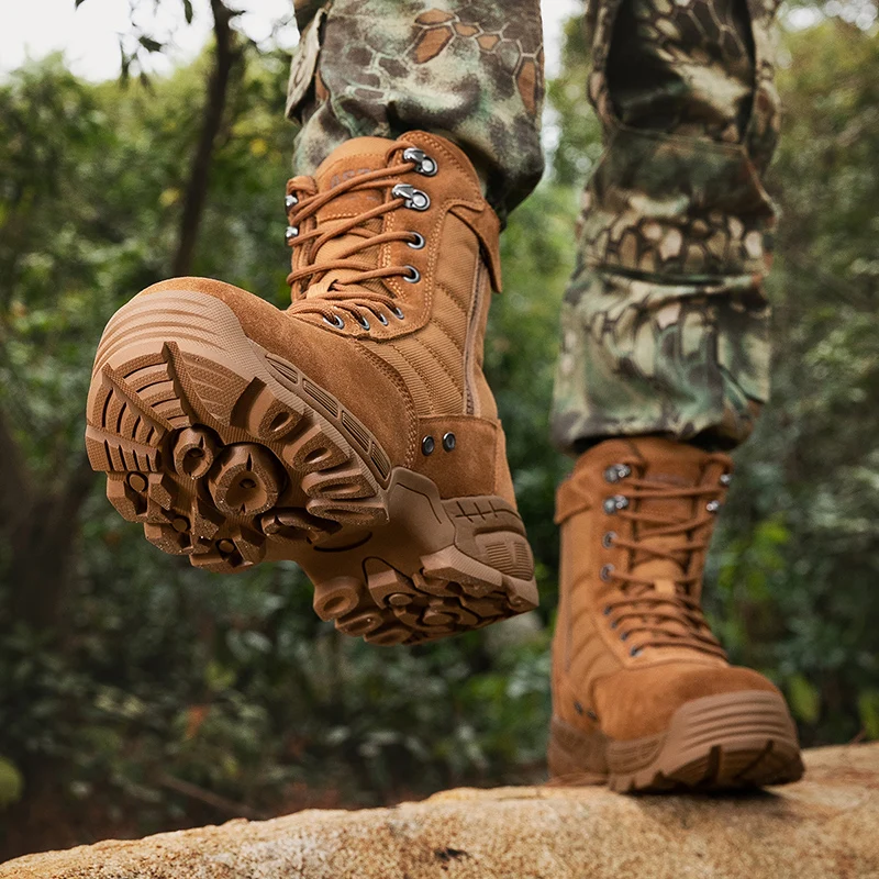 

Уличная походная обувь, мужские противоскользящие амортизирующие дышащие армейские ботинки на толстой подошве, мужские повседневные ботильоны на шнуровке
