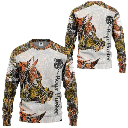 

Camouflage Hunting Animal Wild Boar Men's T-shirt 3D Printed Sports Long Sleeve T-shirt Top Casual Men Tees Pullovers Tops