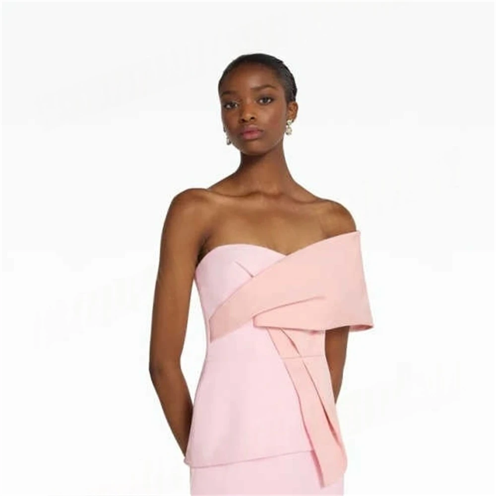 

Customized Simple Pink Jersey Evening Dress Exquisite Off the Shoulder Prom Dress Soft Zipper Back Bespoke Occasion Gowns