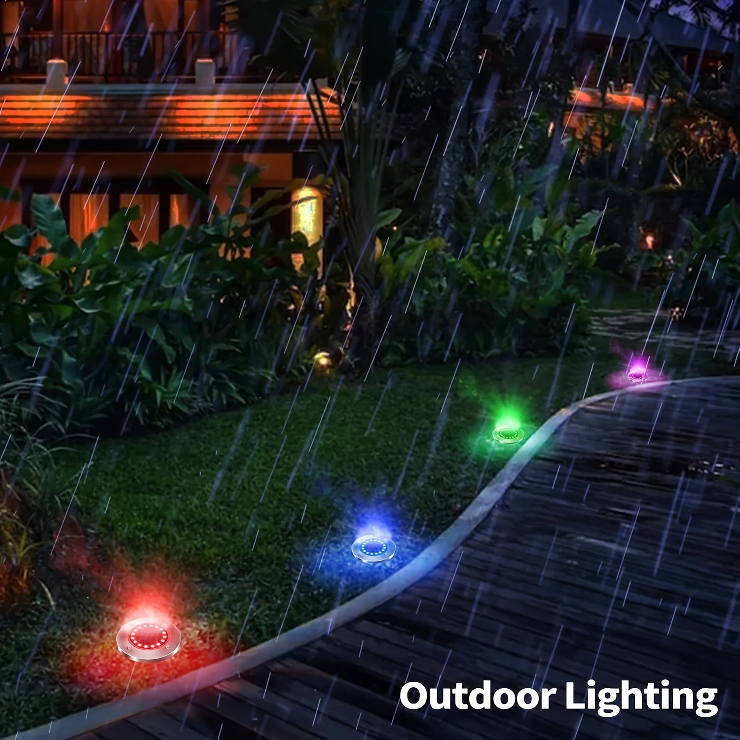16 LEDs mehrfarbige Solar-Bodenleuchten, Außendekoration, Weihnachts-LED-Leuchten für Garten, Hof, Weg, Auffahrt, Deck, Camping – Detail 5