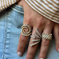 Full Finger Ring For Women Paved Sparking Iced Out 5A CZ Open Adjusted High Quality Jewelry