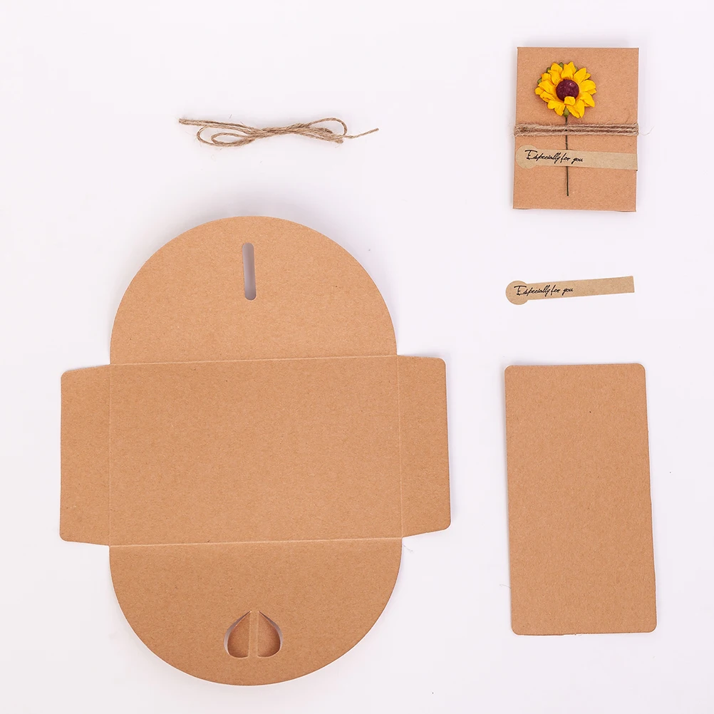 

Vintage Kraft Handmade Flower Greeting Cards Set Mixed Styles Invitations Gift Holiday Wedding Party Decorations Iridescent