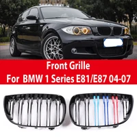 Parachoques delantero Kindey M estilo rejilla para BMW 1 serie E81 E82 E88 E87 2004-2011 doble listón negro brillante cubierta de parrilla parte Exterior