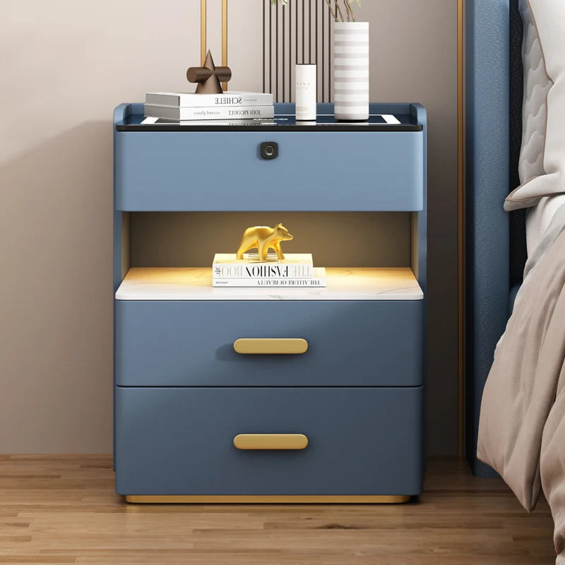 Smart Bedside Table Hidden Safe All-in-one Simple Modern Multi-functional LED Light Hidden Wireless Charging Bedroom Furniture 3